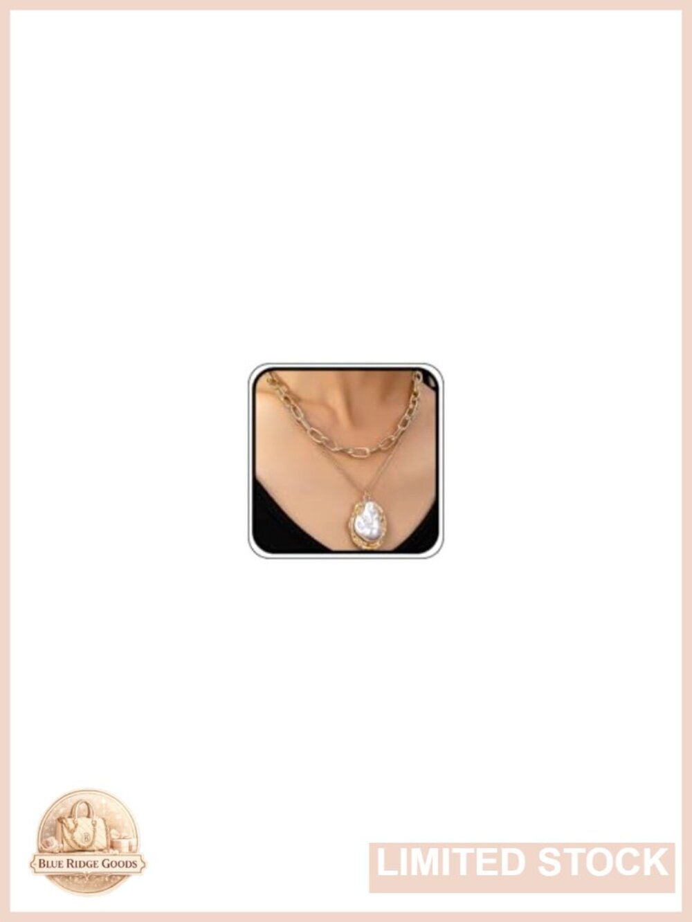 Baroque Pearl Pendant Layered Paperclip Choker Chain Necklace